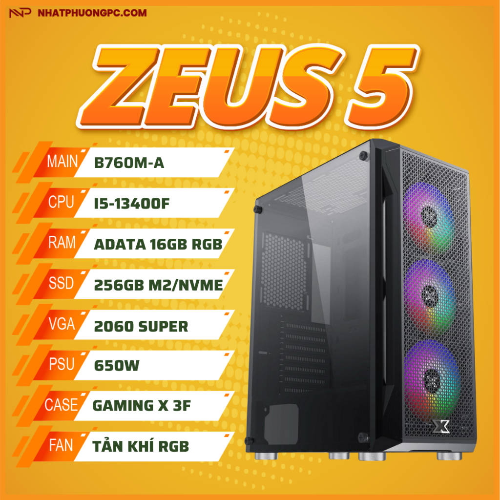 Bộ PC Gaming (B760M-A/ I5-13400F/ 16GB/ 256GB/ 2060 Super) Cân Mọi Tựa Game, Đồ Họa - Bảo Hành 36 Tháng | BigBuy360 - bigbuy360.vn