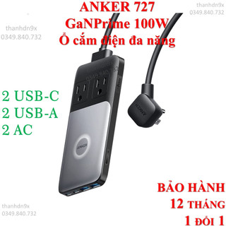 Ổ cắm anker 727 ganprime 100w a9126 2c 2a chính hãng bh 12 tháng