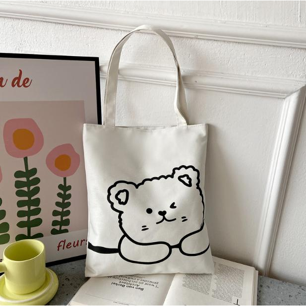 Túi tote bag túi vải canvas giá rẻ totebag cặp đi học có khóa kéo đeo vai đựng sách vở unisex Totte.Store | BigBuy360 - bigbuy360.vn