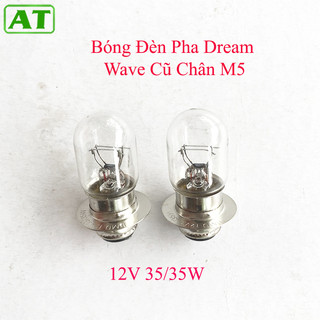 Bộ 2 bóng đèn pha xe dream, wave cũ, future, cub 12v 35/35w chân m5