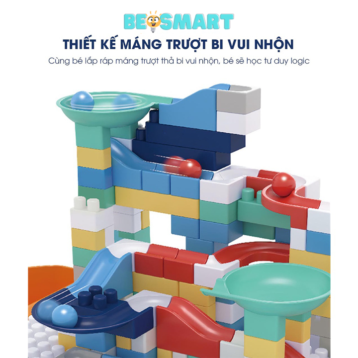 Bộ bàn lego 142 chi tiết cho bé, lego cầu trượt thả bóng đồ chơi trí tuệ cho bé thỏa sức sáng tạo và phát triển