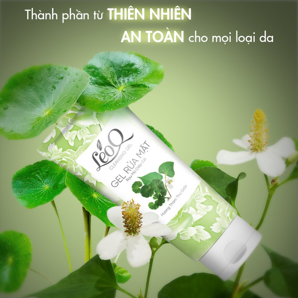 Gel rửa mặt rau má diếp cá LeoQ sạch nhờn ngừa mụn trắng da 80ml
