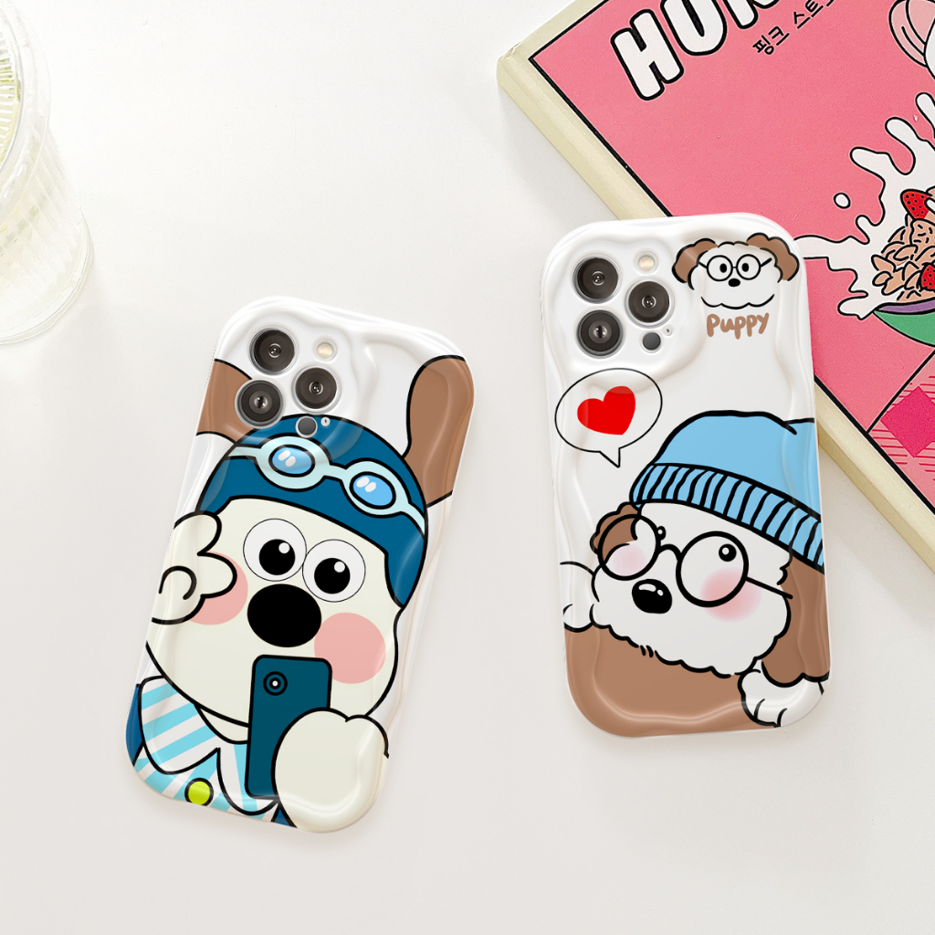 Ốp lưng iphone Viền nổi cạnh sóng Cún trắng xinh 6s/6splus/7/7plus/8/8plus/x/xs/11/12/13/14/pro/max/promax/plus sk04