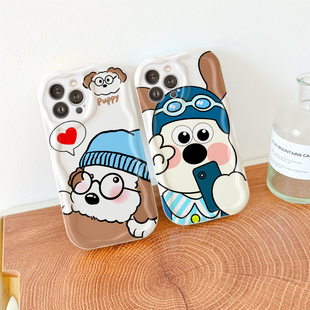 Ốp lưng iphone Viền nổi cạnh sóng Cún trắng xinh 6s/6splus/7/7plus/8/8plus/x/xs/11/12/13/14/pro/max/promax/plus sk04