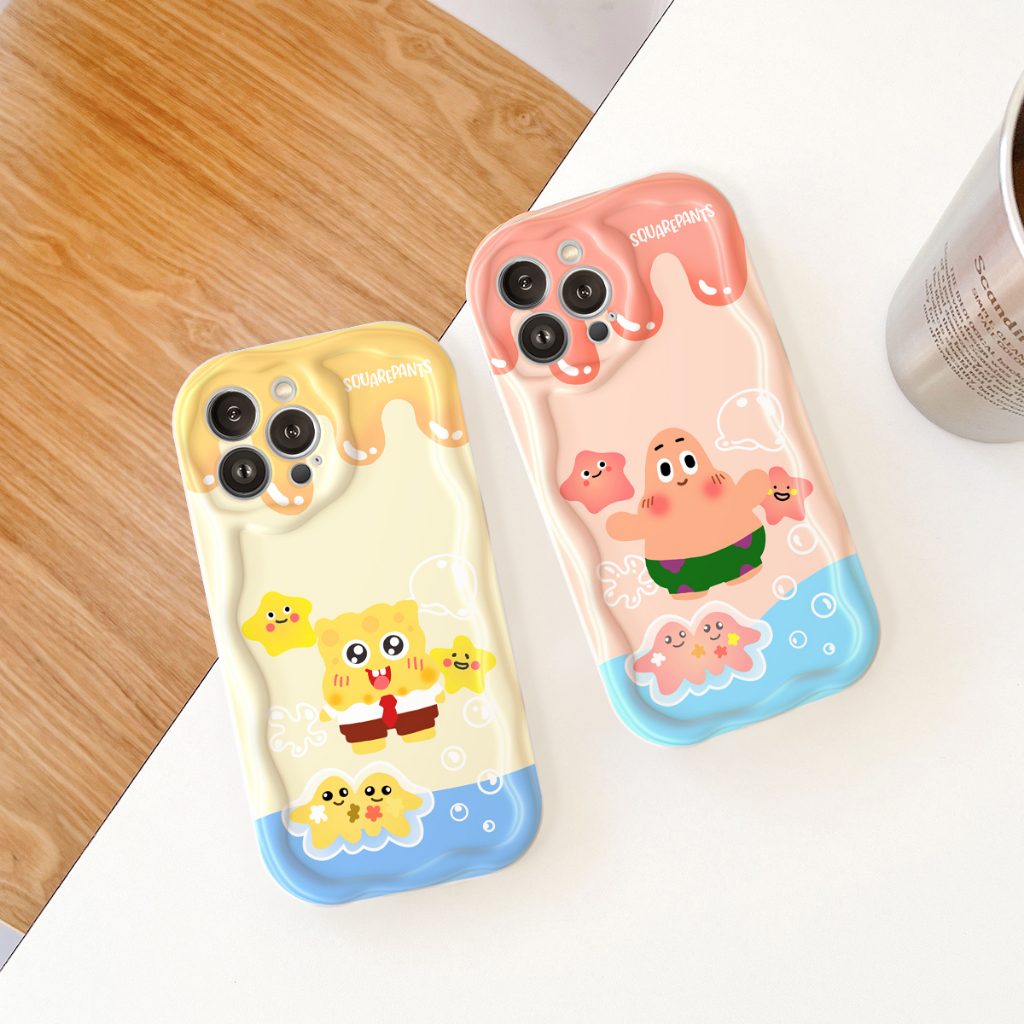 Ốp lưng iphone Viền nổi cạnh sóng cặp đôi Bọt Biển cute 6s/6splus/7/7plus/8/8plus/x/xs/11/12/13/14/pro/max/promax sk07