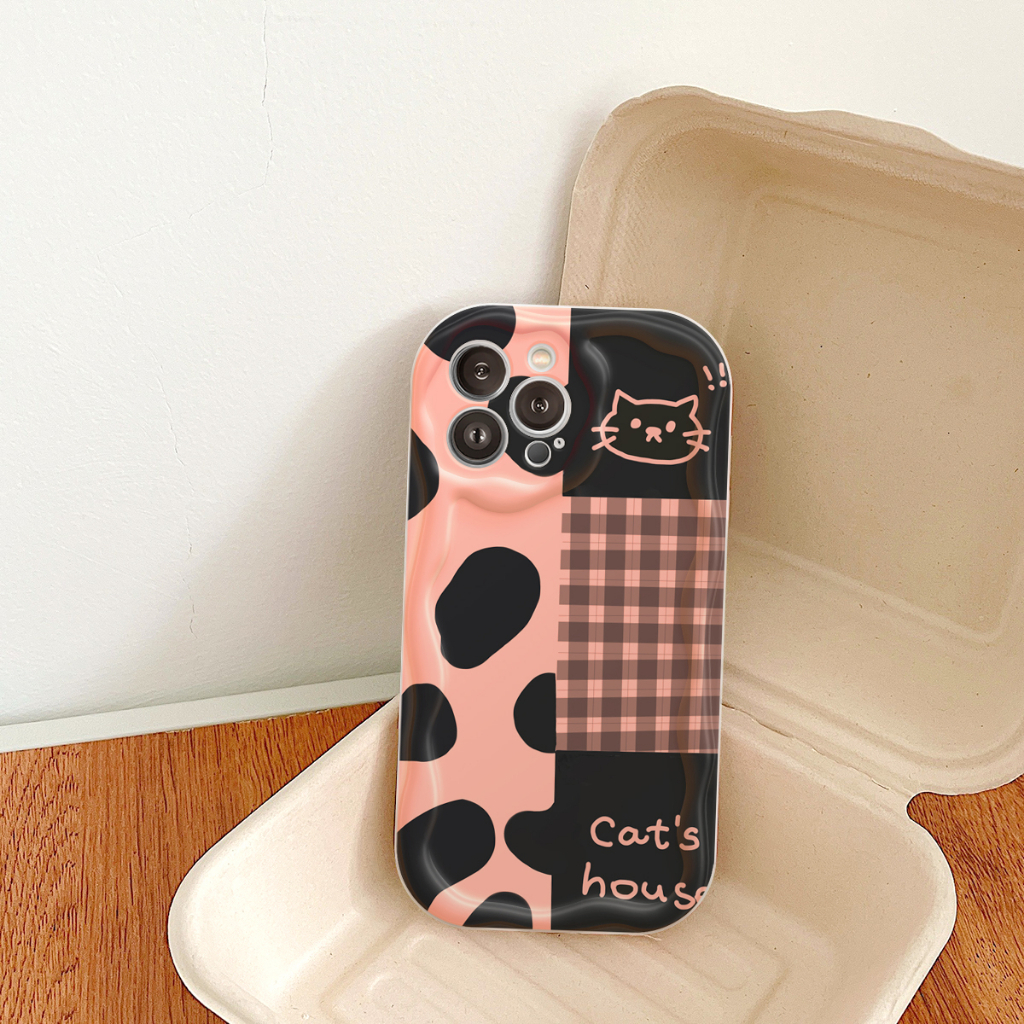 Ốp lưng iphone Viền nổi cạnh sóng Hi Cat đốm hồng 6s/6splus/7/7plus/8/8plus/x/xs/11/12/13/14/pro/max/promax/plus sk08