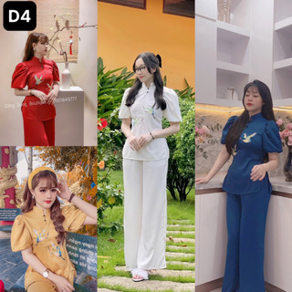 QUẦN ÁO ĐI CHÙA CAO CẤP SJ04 VẢI CÁT NHUNG THÊU HẠC D04