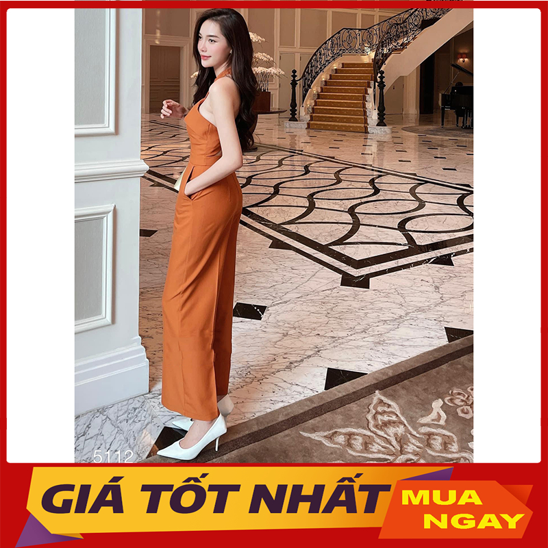 Jumpsuit Cổ Yếm Quây Hở Lưng Dáng Dài Hàng Quảng Châu JS0024