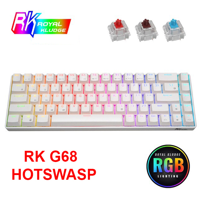 Bàn phím cơ không dây Royal Kludge RK G68 HOTSWAP, Led RGB, Type C, Bluetooth 5.0, Wireless 2.4G - Chính hãng