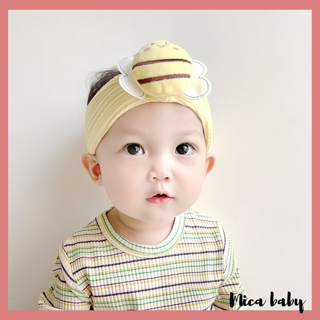 Băng đô hình ong dễ thương che thóp cho bé, băng đo thun gân gắn hình thú cho trẻ em BD77 Mica baby