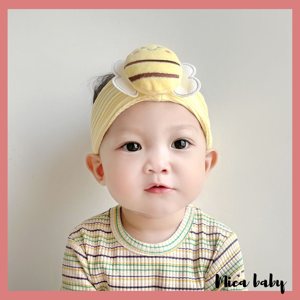 Băng đô hình ong dễ thương che thóp cho bé, băng đo thun gân gắn hình thú cho trẻ em BD77 Mica baby