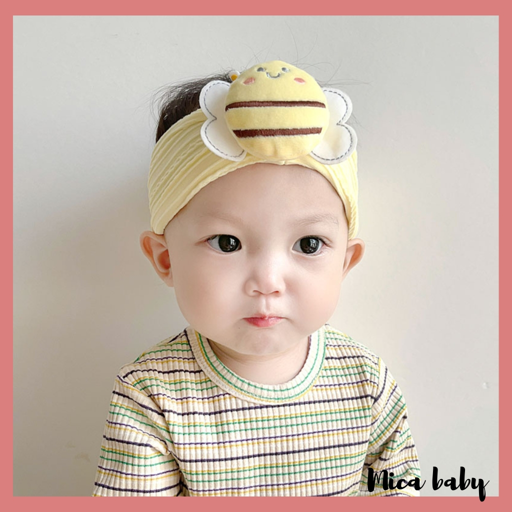 Băng đô hình ong dễ thương che thóp cho bé, băng đo thun gân gắn hình thú cho trẻ em BD77 Mica baby