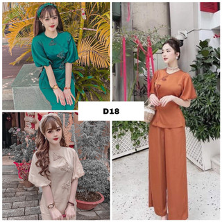 Set đồ lam đi chùa vải lụa cát nhung cao cấp mã d18