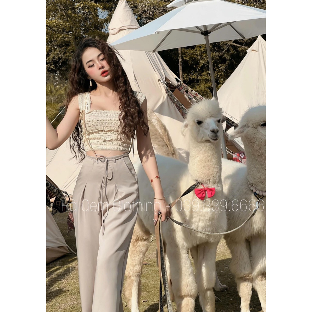 Áo 2 dây ren croptop buộc / Áo crt vải dệt ôm sát body tôn dáng siêu đẹp, dễ phối đồ, co dãn phong cách ulzzang KUDOSHOP