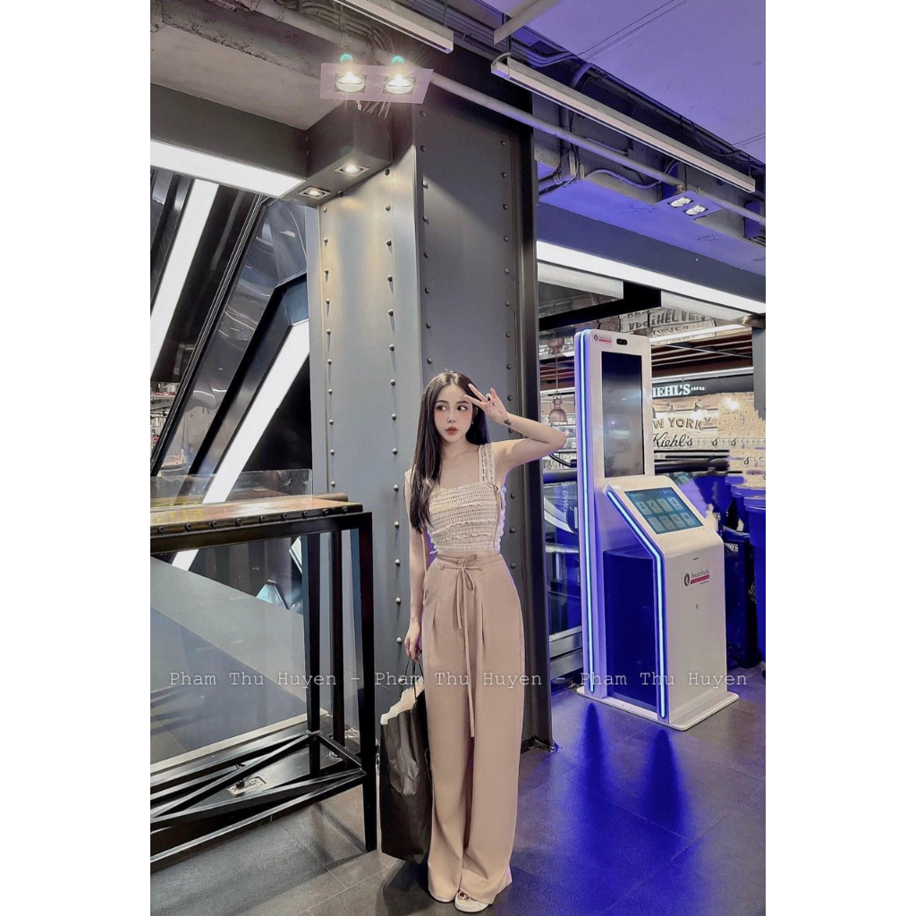 Áo 2 dây ren croptop buộc / Áo crt vải dệt ôm sát body tôn dáng siêu đẹp, dễ phối đồ, co dãn phong cách ulzzang KUDOSHOP