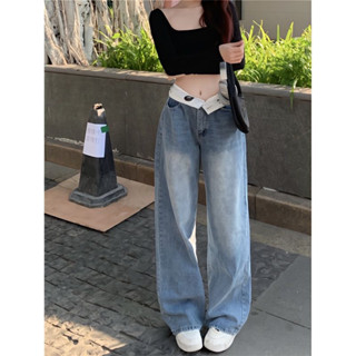 SẴN [100c đầu tiên giá rẻ nhất] Quần jean ống rộng cạp bẻ lưng cao in chữ 2 cúc quảng châu loại 1