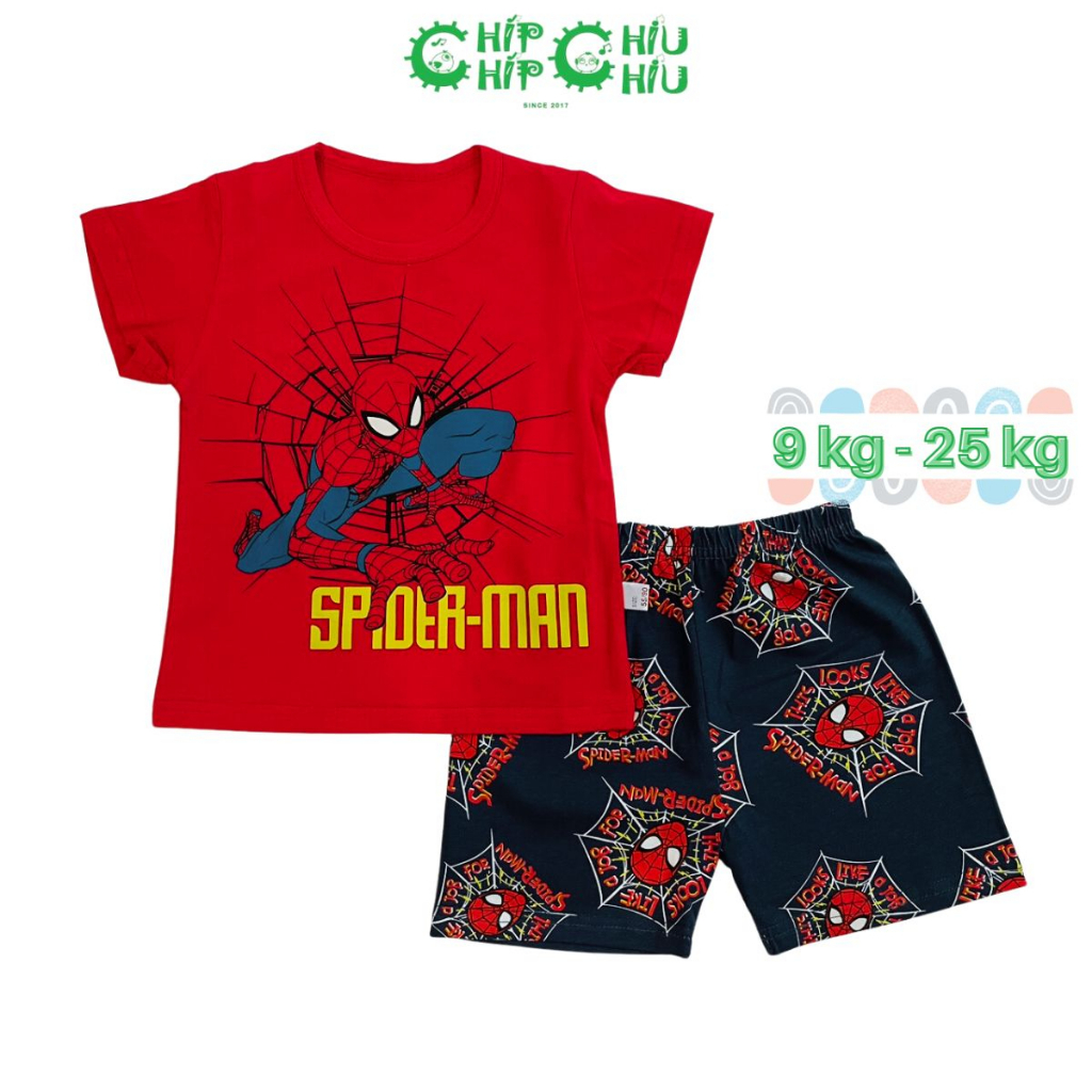 Bộ quần áo trẻ em chất cotton hình siêu nhân - Spiderman áo đỏ quần xanh 2 - Chíp Chíp Chiu Chiu
