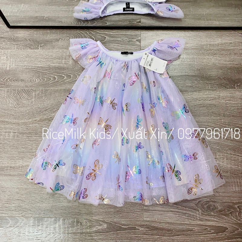 Váy đầm công chúa tutu tím chuồn chuồn xuất dư xịn