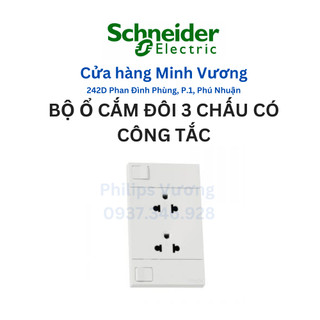 Bộ ổ đôi 3 chấu có công tắc Schneider Avataron A