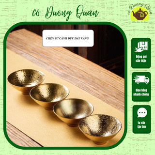 Chén sứ cảnh đức mạ vàng 24k ⚡ ưu đãi khủng ⚡ chén sứ uống trà cao cấp, chế tác thủ công, lòng chén dát vàng 24k