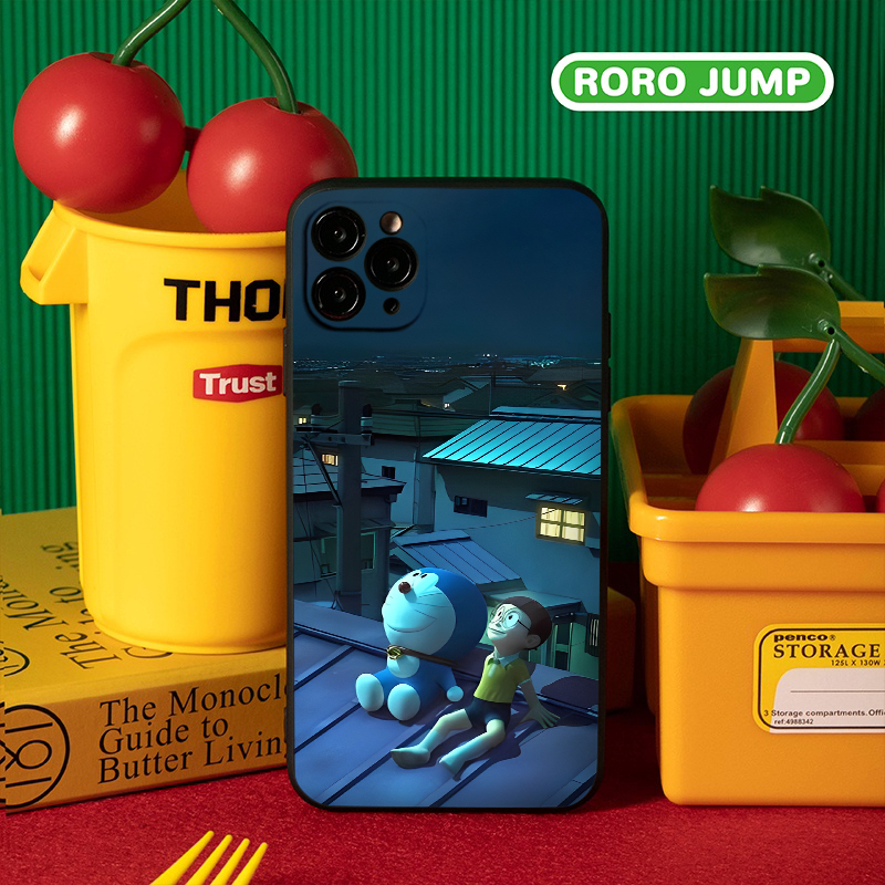 Ốp lưng Iphone viền vuông mèo máy và Nobi.ta 6/7/8Plus X XS xr xsmax 11/12/13/14pro prm q1228