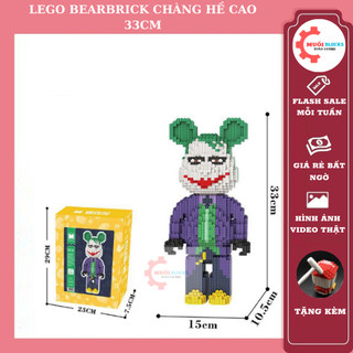 Lego gấu bearbrick hề bộ đồ chơi lắp ghép trang trí 3d decor gấu hề cao 33cm - muối blocks