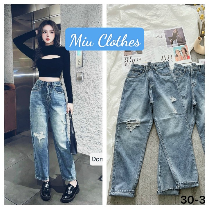 MS 178 Quần Baggy Rách Kiểu Màu Xanh Bụi. Hàng VNXK#Miu Clothes