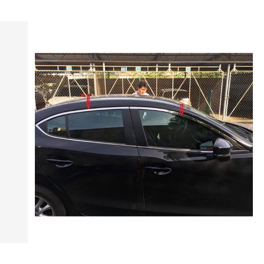 Nẹp chân kính, cong kính mazda 3 inox 2020 - 2022 inox cao cấp