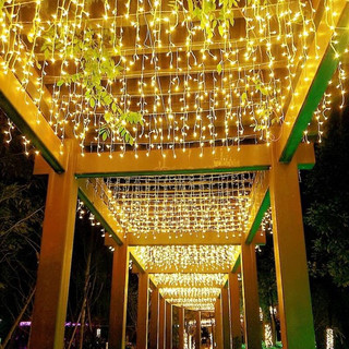 Đèn led thả mành 3m 18 sợi rủ 90cm trang trí ngoài trời 8 hiệu ứng chớp trang trí sự kiện nhà cửa sảnh quán cafe đám cới