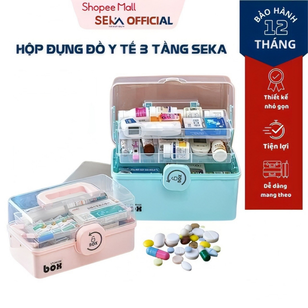 Hộp Đựng Đồ Y Tế Seka Cứu Thương 3 Tầng - Seka Official, Bảo Hành 12 Tháng