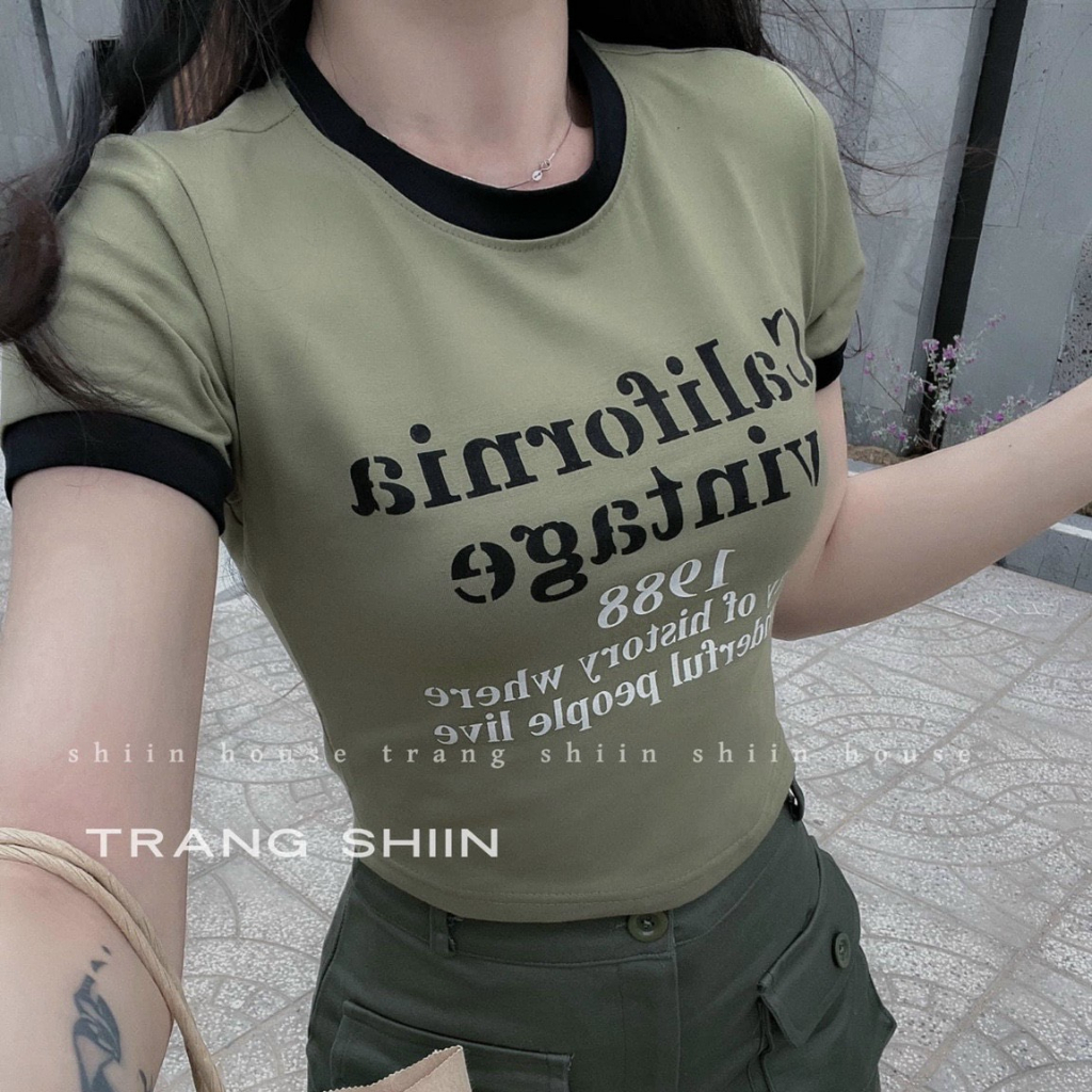 Sét bộ đồ nữ áo cotton cổ tròn xinh xắn họa tiết in chữ cá tính mix chân váy tuyết mưa ( có lót ) trẻ trung năng động