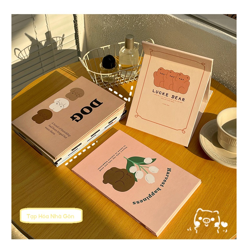 Gương giấy để bàn gương trang điểm gấp gọn hình gấu dễ thương Lovely Bear