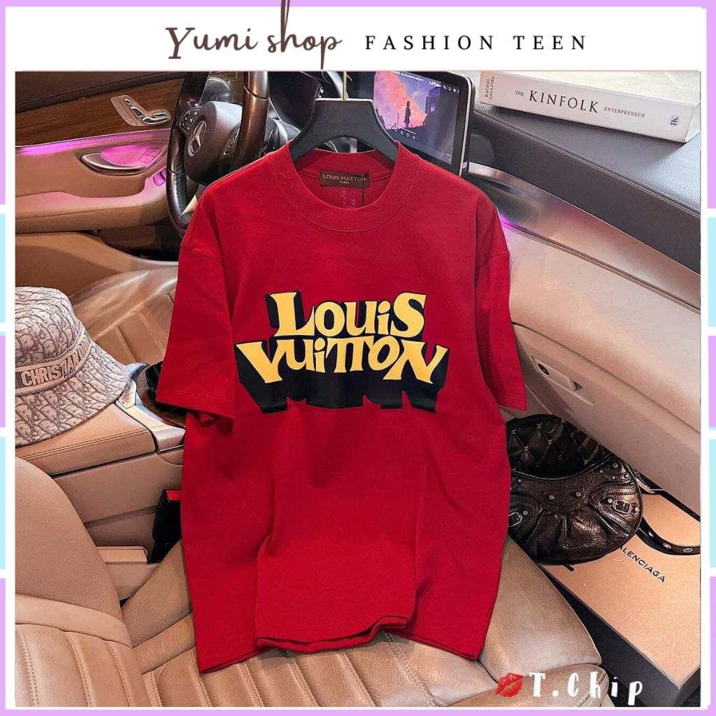 Áo thun tay lỡ nữ nam thời trang luôn vui tươi, áo phông unisex cộc tay màu đỏ tươi sáng.