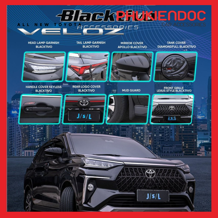 Ốp đèn pha hậu logo Toyota Veloz 2020 - 2023 nhập khẩu