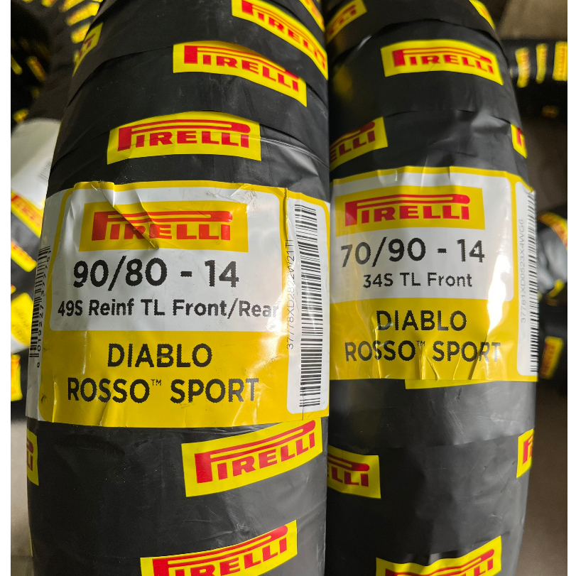 (70/90-14 & 90/80-14) Cặp vỏ Pirelli Diablo Rosso Sport 70/90-14 M/C 34S TL và 90/80-14 M/C 49S TL