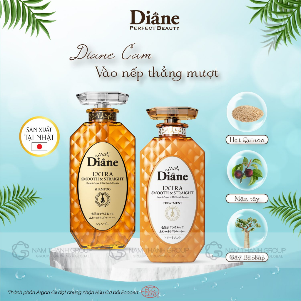 Dầu gội vào nếp thẳng mượt Moist Diane Extra Straight 450ml