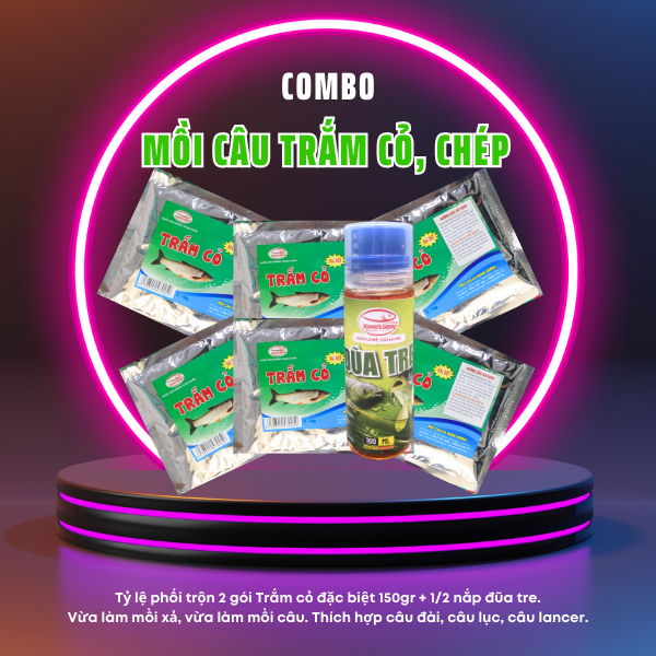 Combo 6 gói Trắm cỏ đb (150gr) + 1 chai Đũa Tre - Chuyên dùng câu cá Trắm cỏ, cá chép