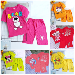 (9-21kg) bộ ngố thun cotton hình in dễ thuơng cho bé gái, thun coton đẹp (110)