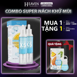 Xịt khử mùi hôi nách hôi chân SUPER NÁCH X5, combo 2 in 1 serum nách, tonner nách khử mùi hôi cơ thể tặng xịt thơm miệng