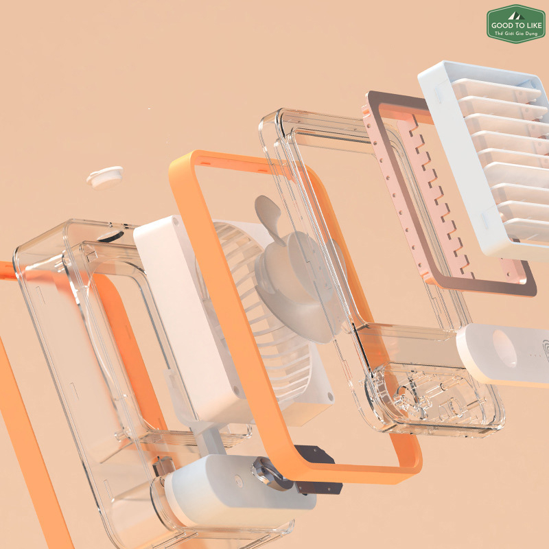 Quạt Điều Hòa Hơi Nước Mini Để Bàn GoodToLike 3 Chế Độ Gió, Đèn Ngủ.Quạt Phun Sương Hơi Nước Mini 1500Ml