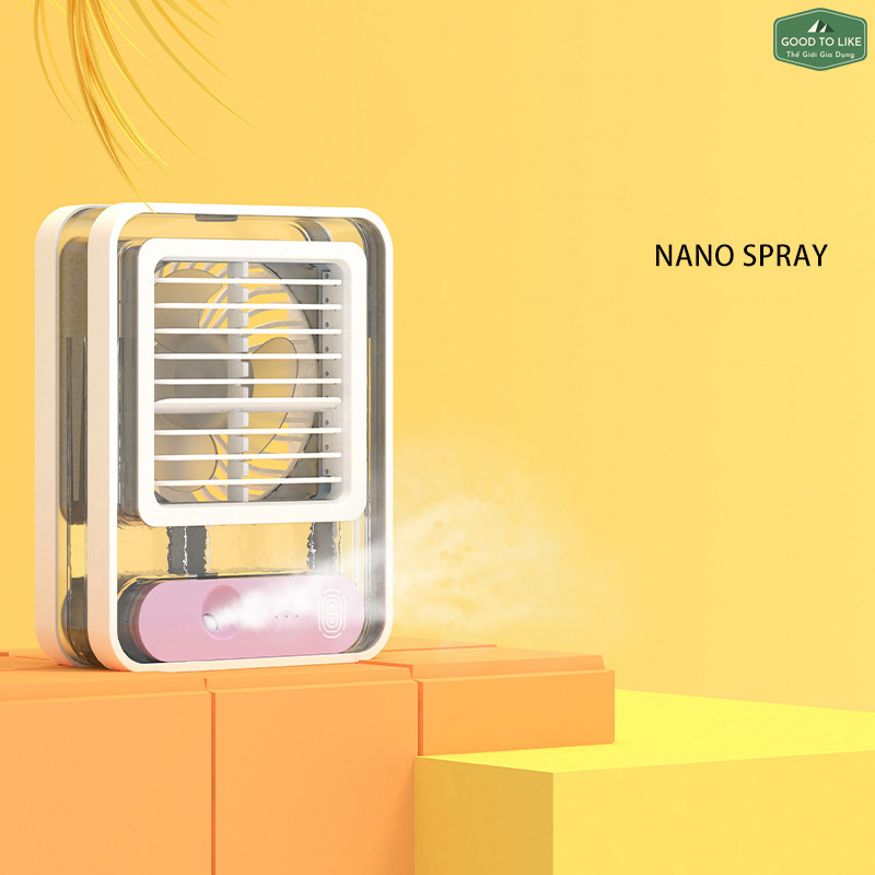 Quạt Điều Hòa Hơi Nước Mini Để Bàn GoodToLike 3 Chế Độ Gió, Đèn Ngủ.Quạt Phun Sương Hơi Nước Mini 1500Ml