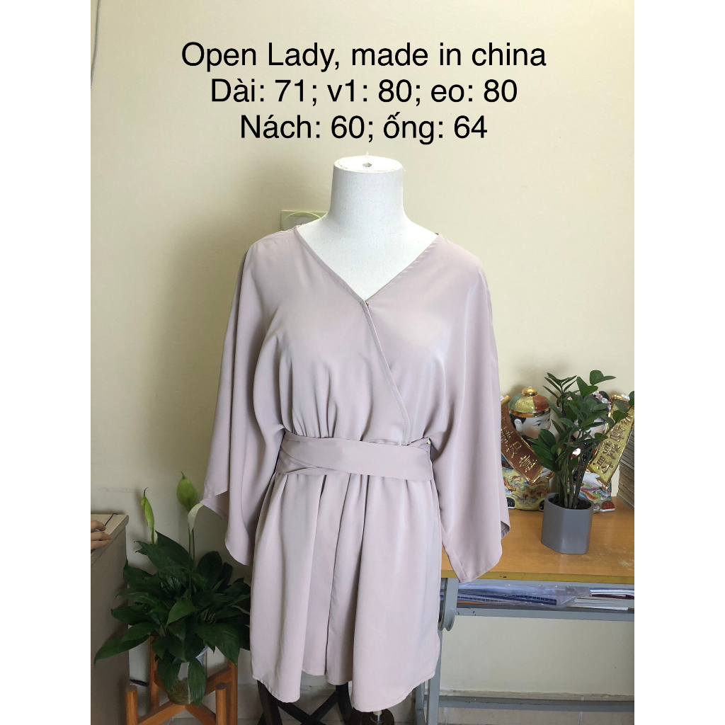 Jumsuit si tuyển 2hand dài tay, voan hồng dày, thắt eo tôn dáng