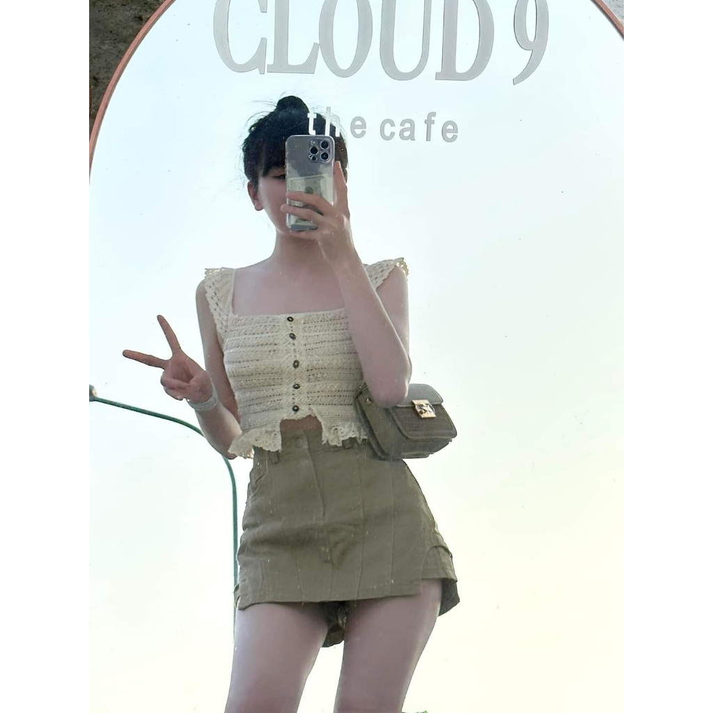 Áo Ren 2 Hai Dây Bản To Croptop Phối Nơ  Tiểu Thư - BT Fashion  AT01