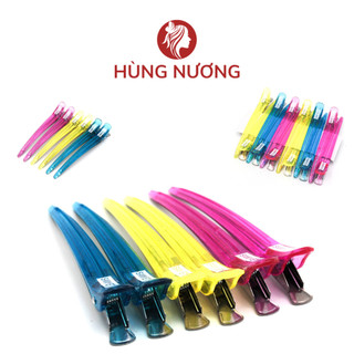 Kẹp mỏ vịt nhựa màu chia xước tóc vỉ 12 cái giá rẻ siêu đẹp bền cho salon tóc nam nữ spa barber shop giao ngẫu nhiên