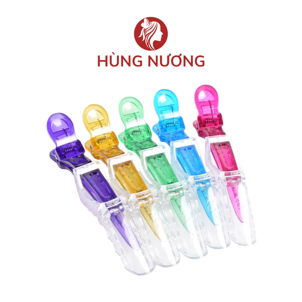Kẹp cá sấu combo 6 cái, kẹp chia tóc nhựa trong giao màu ngẫu nhiên, Kẹp mỏ vịt nhựa chia xước tóc siêu đẹp