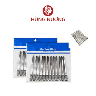 Kẹp mỏ vịt inox chia xước tóc vỉ 12 cái giá rẻ siêu đẹp chuyên dụng cho tóc cô dâu salon tóc nam nữ spa barber shop