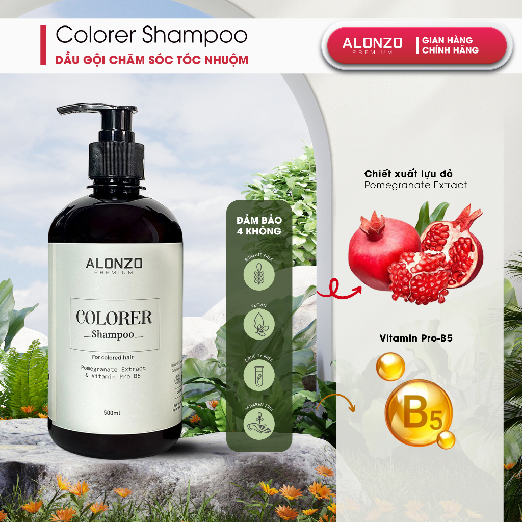 Dầu Gội Australia ALONZO Chăm Sóc Tóc Nhuộm, Tóc Dầu Dưỡng Tóc, Giữ Màu Tóc Cao Cấp Chiết Xuất Tự Nhiên ALONZO Colorer
