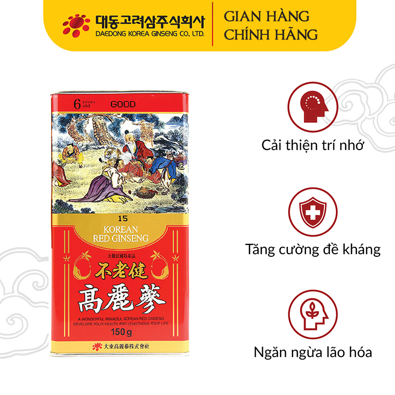 Hồng Sâm Củ Khô DAEDONG GINSENG Dòng Good 300G (Size 15 – 10 Củ)