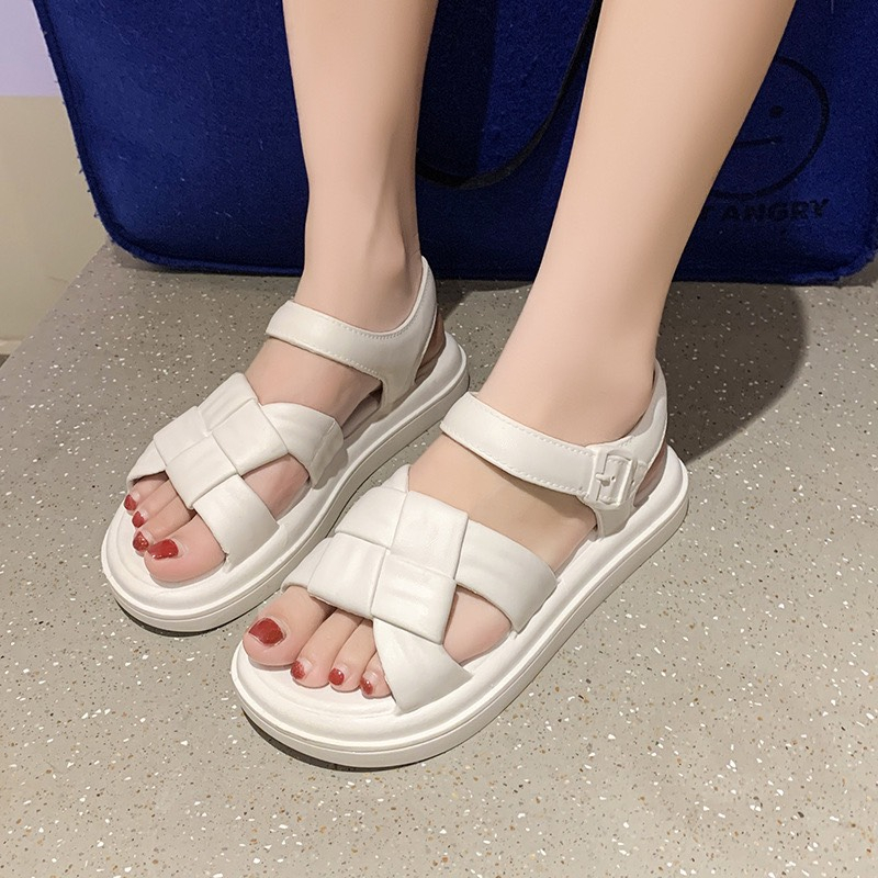 Dép bánh mì nữ 2 quai ngang sandal nữ quai hậu học sinh độn đế 3cm chất liệu eva kiểu ulzzang basic đi mưa