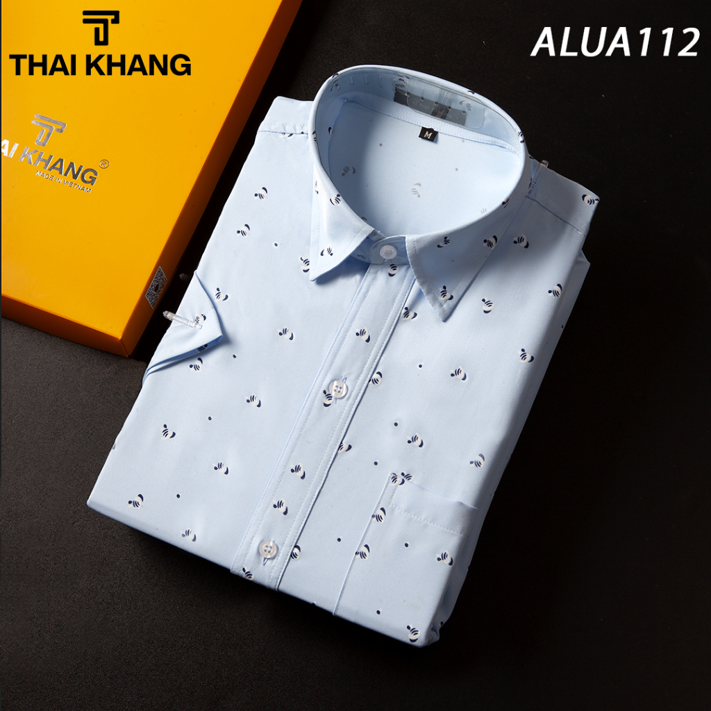 Áo sơ mi nam ngắn tay trung niên THÁI KHANG vải lụa co giãn mềm mịn form rộng classic ALUA11